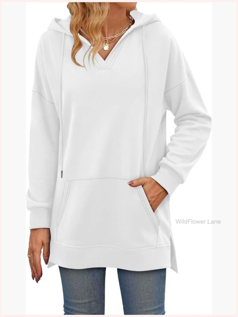 Oversized V Neck Half Zip Hoodie Women's Sweatshirt Pullover Fall Winter